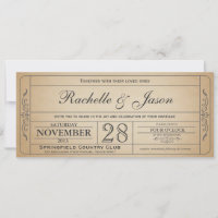 Vintage Wedding Ticket Monogram Postage, Zazzle