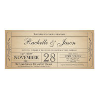 Vintage Wedding Ticket  Invitation