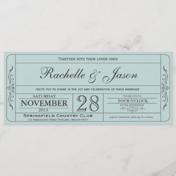 Vintage Wedding Ticket  Invitation by Trifecta_Designs at Zazzle