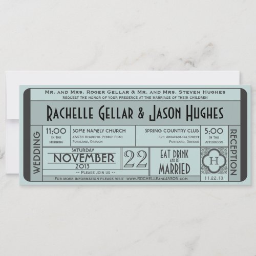 Vintage Wedding Ticket Invitation IV -- 40s era
