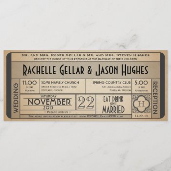 Vintage Wedding Ticket Invitation Iv -- 40s Era by Trifecta_Designs at Zazzle