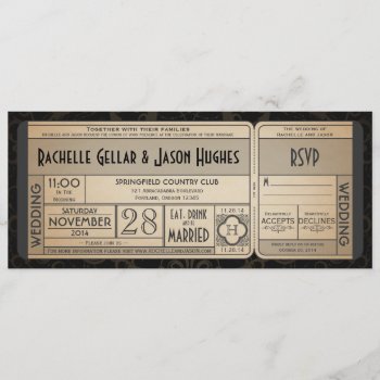 Vintage Wedding Ticket Invitation With Rsvp Ii 3.0 by Trifecta_Designs at Zazzle