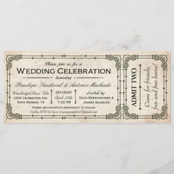 Vintage Wedding Ticket Invitations I by Anything_Goes at Zazzle