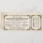 Vintage Wedding Ticket Invitations I (Front/Back)