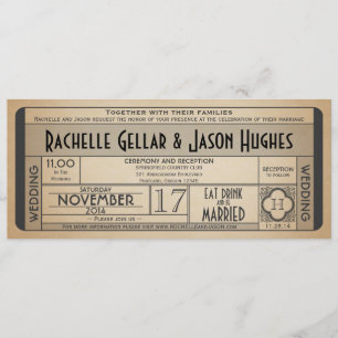 Vintage Wedding Ticket IV- 40's era 2.0 Invitation