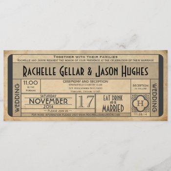 Vintage Wedding Ticket Iv- 40's Era 2.0 Invitation by Trifecta_Designs at Zazzle