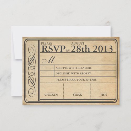 Vintage Wedding Ticket RSVP  II  Punchout