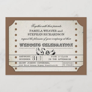 VINTAGE WEDDING TICKET TYPOGRAPHIC INVITES