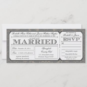 Vintage Wedding Ticket With Rsvp Collection Iii Invitation by Trifecta_Designs at Zazzle