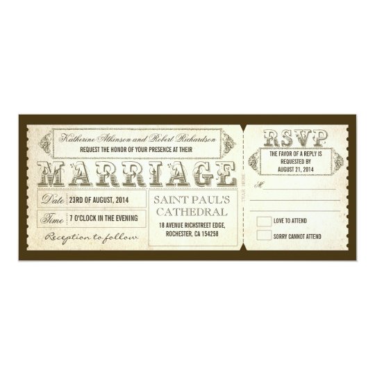 vintage wedding tickets rsvp invitation zazzle com