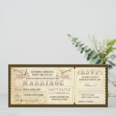 Vintage Wedding Tickets with Deer Antlers Invitation (Standing Front)