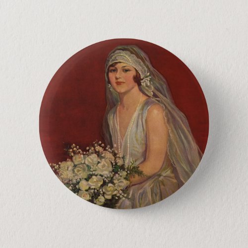 Vintage Wedding Victorian Bride Bridal Portrait Button