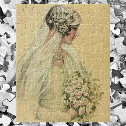 Vintage Wedding Victorian Bride Bridal Portrait Jigsaw Puzzle