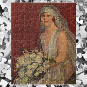 Vintage Wedding, Victorian Bride Bridal Portrait Jigsaw Puzzle