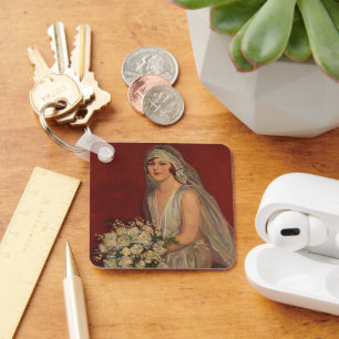 Vintage Wedding, Victorian Bride Bridal Portrait Keychain