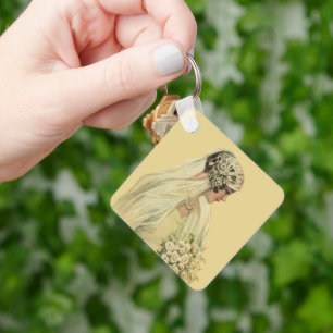 Vintage Wedding, Victorian Bride Bridal Portrait Keychain