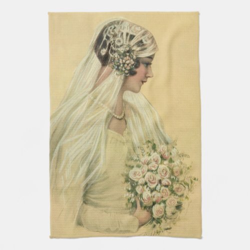 Vintage Wedding Victorian Bride Bridal Portrait Kitchen Towel