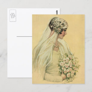 Vintage Wedding, Victorian Bride Bridal Portrait Postcard