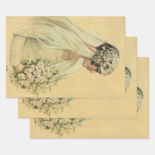 Vintage Wedding, Victorian Bride Bridal Portrait Wrapping Paper Sheets