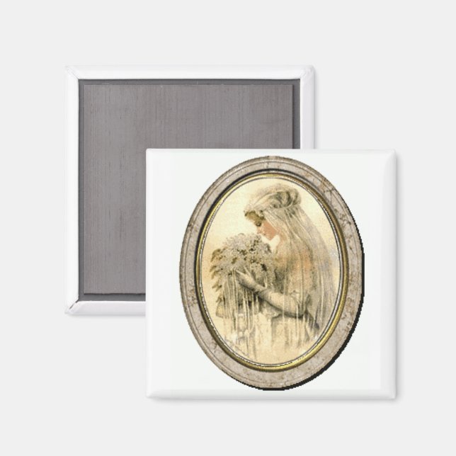 Vintage Wedding Victorian Bride Elegant White Magnet (Front/Back)