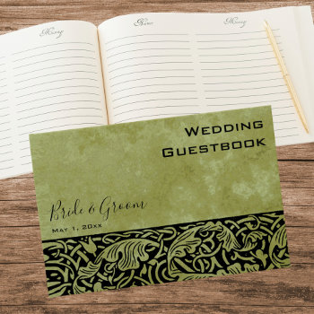 Vintage Wedding  Victorian Flower Floral Scroll Guest Book by InvitationCafe at Zazzle