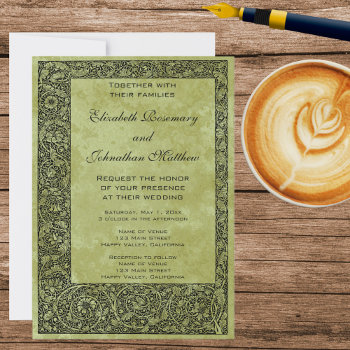 Vintage Wedding  Victorian Flower Floral Scroll Invitation by InvitationCafe at Zazzle