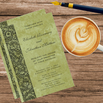 Vintage Wedding  Victorian Flower Floral Scroll Invitation by InvitationCafe at Zazzle