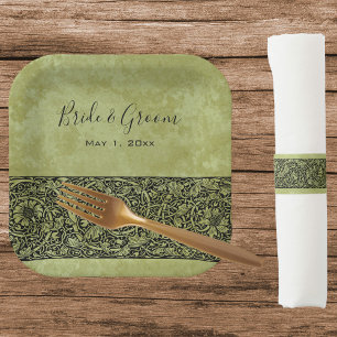 Vintage Wedding, Victorian Flower Floral Scroll Paper Plates