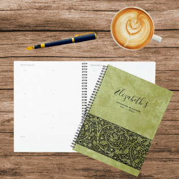 Vintage Wedding  Victorian Flower Floral Scroll Planner by InvitationCafe at Zazzle
