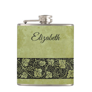 Vintage Wedding, Victorian Grape Vine Leaves Flask
