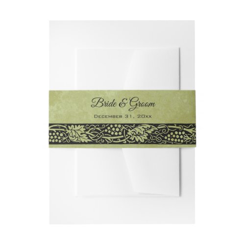 Vintage Wedding Victorian Grape Vine Leaves Invitation Belly Band