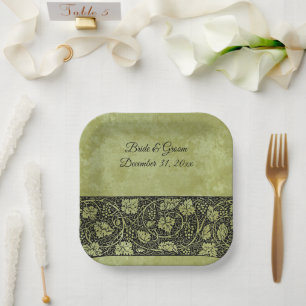 Vintage Wedding, Victorian Grape Vine Leaves Paper Plates