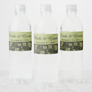Vintage Wedding, Victorian Grape Vine Leaves Water Bottle Label