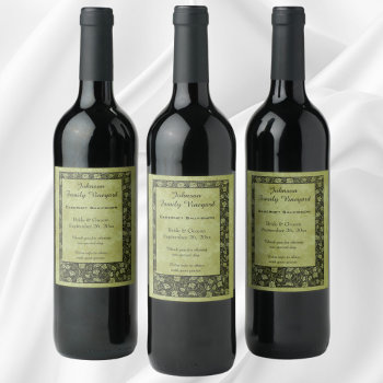 Vintage Wedding  Victorian Grape Vine Leaves Wine Label by InvitationCafe at Zazzle