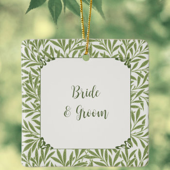Vintage Wedding  Victorian Willow Leaves Pattern Ceramic Ornament by InvitationCafe at Zazzle
