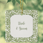 Vintage Wedding, Victorian Willow Leaves Pattern Ceramic Ornament<br><div class="desc">Easy to customize Wedding Christmas Ornament,  just add your information!  

Vintage illustration Victorian Style Green Willow Leaf Pattern,  original design by William Morris. Lovely choice for an outdoor garden spring wedding.</div>