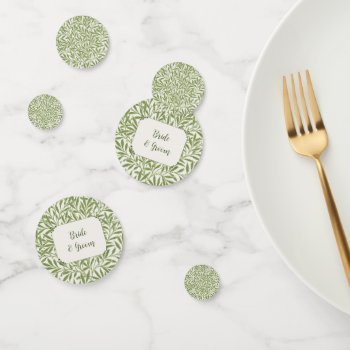 Vintage Wedding  Victorian Willow Leaves Pattern Confetti by InvitationCafe at Zazzle