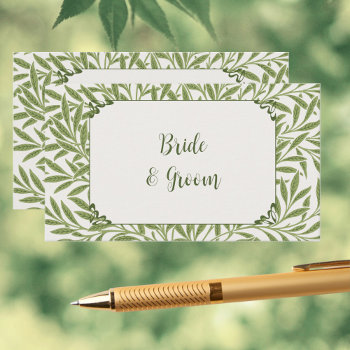 Vintage Wedding  Victorian Willow Leaves Pattern Enclosure Card by InvitationCafe at Zazzle