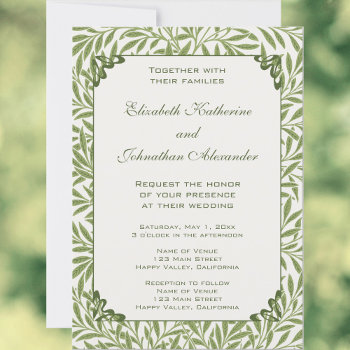 Vintage Wedding  Victorian Willow Leaves Pattern Invitation by InvitationCafe at Zazzle