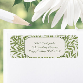 Vintage Wedding  Victorian Willow Leaves Pattern Label by InvitationCafe at Zazzle