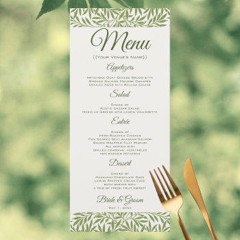 Vintage Wedding  Victorian Willow Leaves Pattern Menu by InvitationCafe at Zazzle
