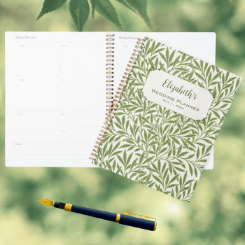Vintage Wedding  Victorian Willow Leaves Pattern Planner by InvitationCafe at Zazzle