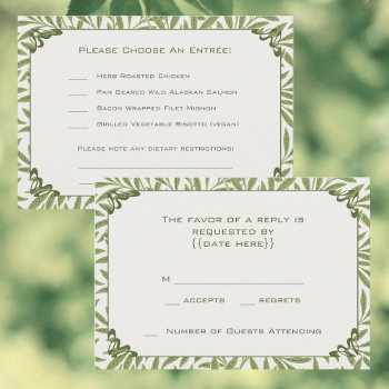 Vintage Wedding  Victorian Willow Leaves Pattern Rsvp Card by InvitationCafe at Zazzle