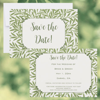 Vintage Wedding  Victorian Willow Leaves Pattern Save The Date by InvitationCafe at Zazzle