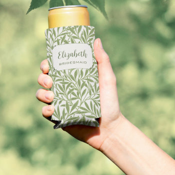 Vintage Wedding  Victorian Willow Leaves Pattern Seltzer Can Cooler by InvitationCafe at Zazzle