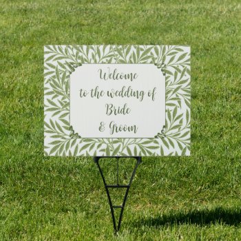 Vintage Wedding  Victorian Willow Leaves Pattern Sign by InvitationCafe at Zazzle