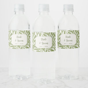 Vintage Wedding, Victorian Willow Leaves Pattern Water Bottle Label