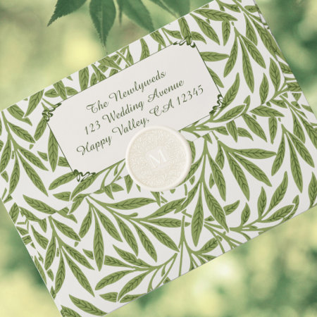 Vintage Wedding, Victorian Willow Leaves Pattern Wax Seal Sticker