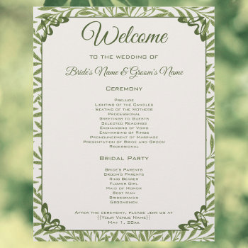 Vintage Wedding  Victorian Willow Leaves Program by InvitationCafe at Zazzle