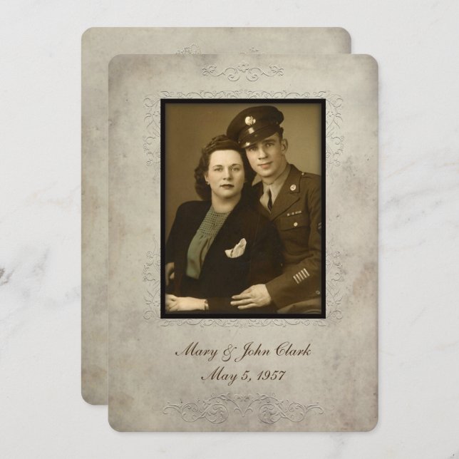 Vintage Wedding Vow Renewal frame Invitation (Front/Back)